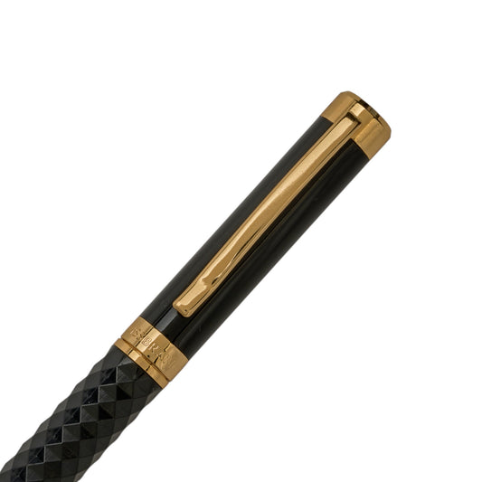 SWISSBRAND Luxury Black gloss finish Premium composite diamond-shape Ballpoint Pen with gold trim Engravables
