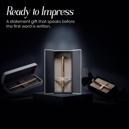 SWISSBRAND Glossy Gold Metal Ballpoint Pen (Limited Edition) Engravables