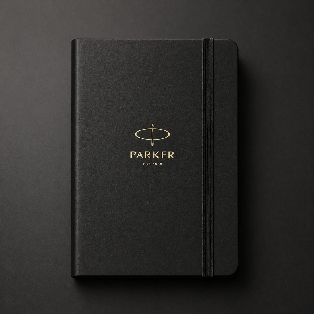 Parker Shiny Chrome Gold Trim Ballpoint Pen with A5 Black Large Notebook Engravables