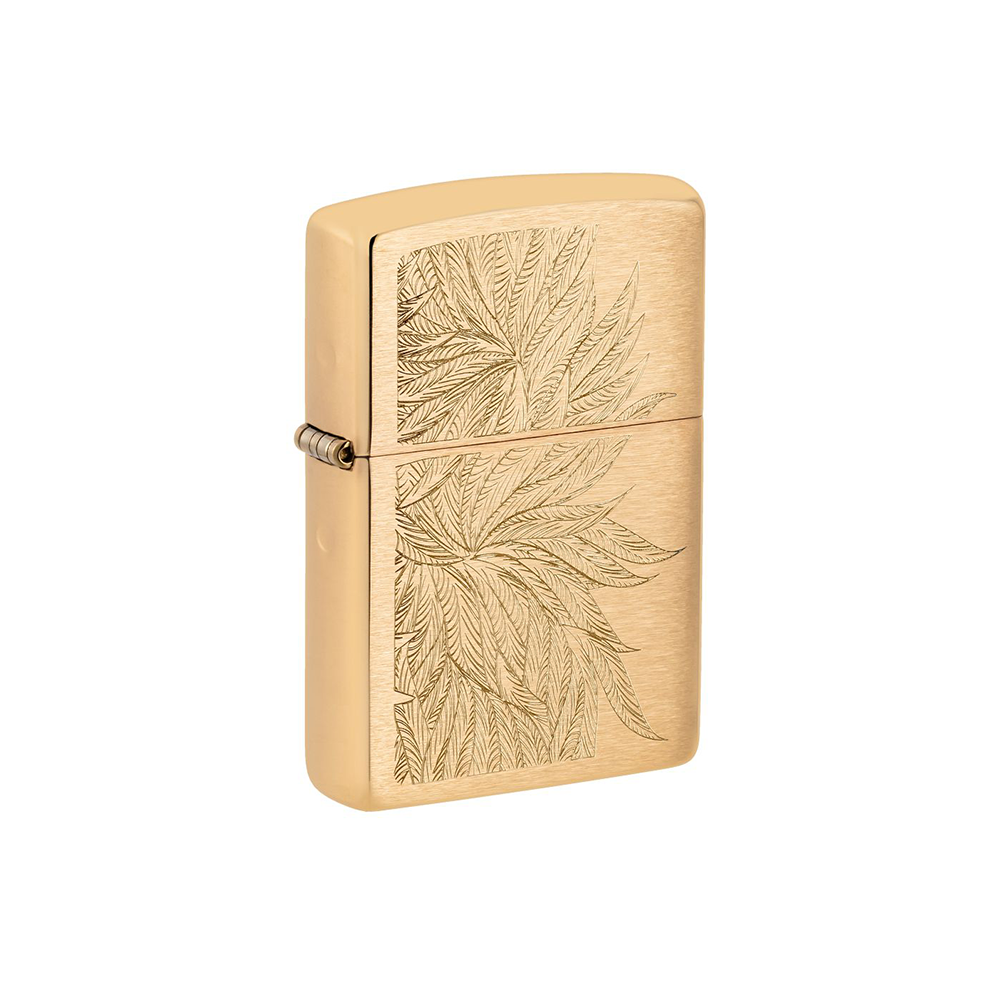 Zippo Gold Cannabis Engraved Lighter – Windproof Design