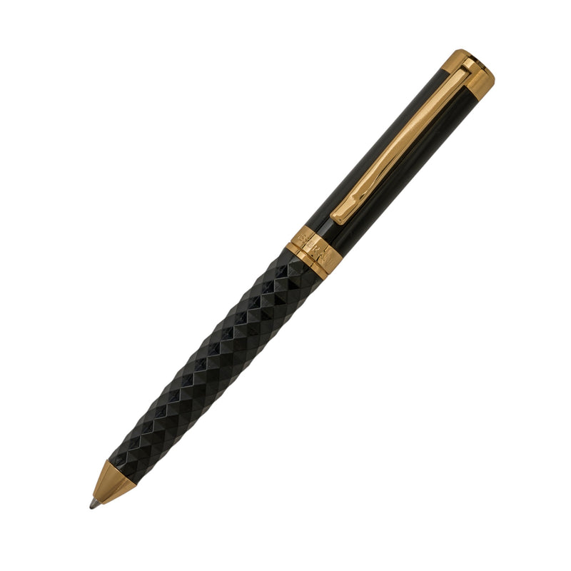 SWISSBRAND Luxury Black gloss finish Premium composite diamond-shape Ballpoint Pen with gold trim Engravables