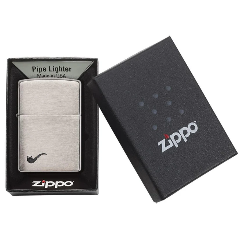 Engraved Zippo Lighter Pipe – Brushed Chrome | Custom Gift for Smokers – Made in USA