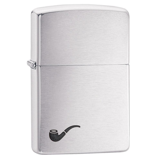 Engraved Pipe Zippo Lighter – Brushed Chrome | Custom Gift for Smokers – Made in USA