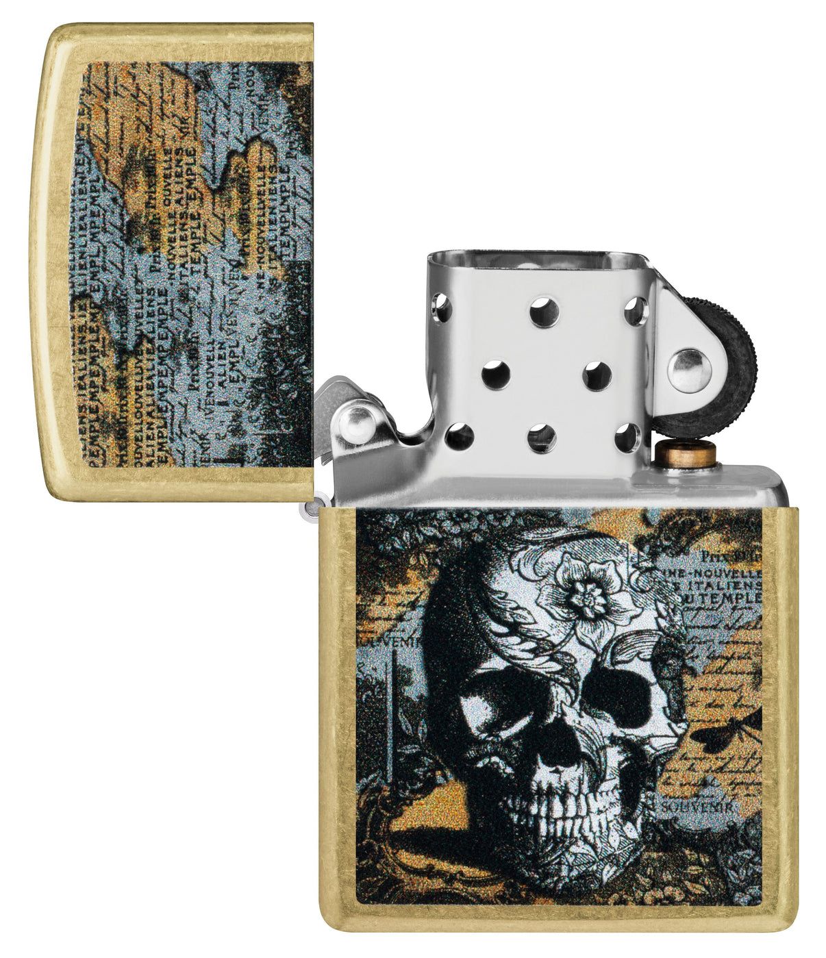 Engraved Skull Zippo Lighter Canada – Personalized Brass Map Design | Custom Engraved Lighters Toronto, Mississauga, Vancouver & Across Canada & USA