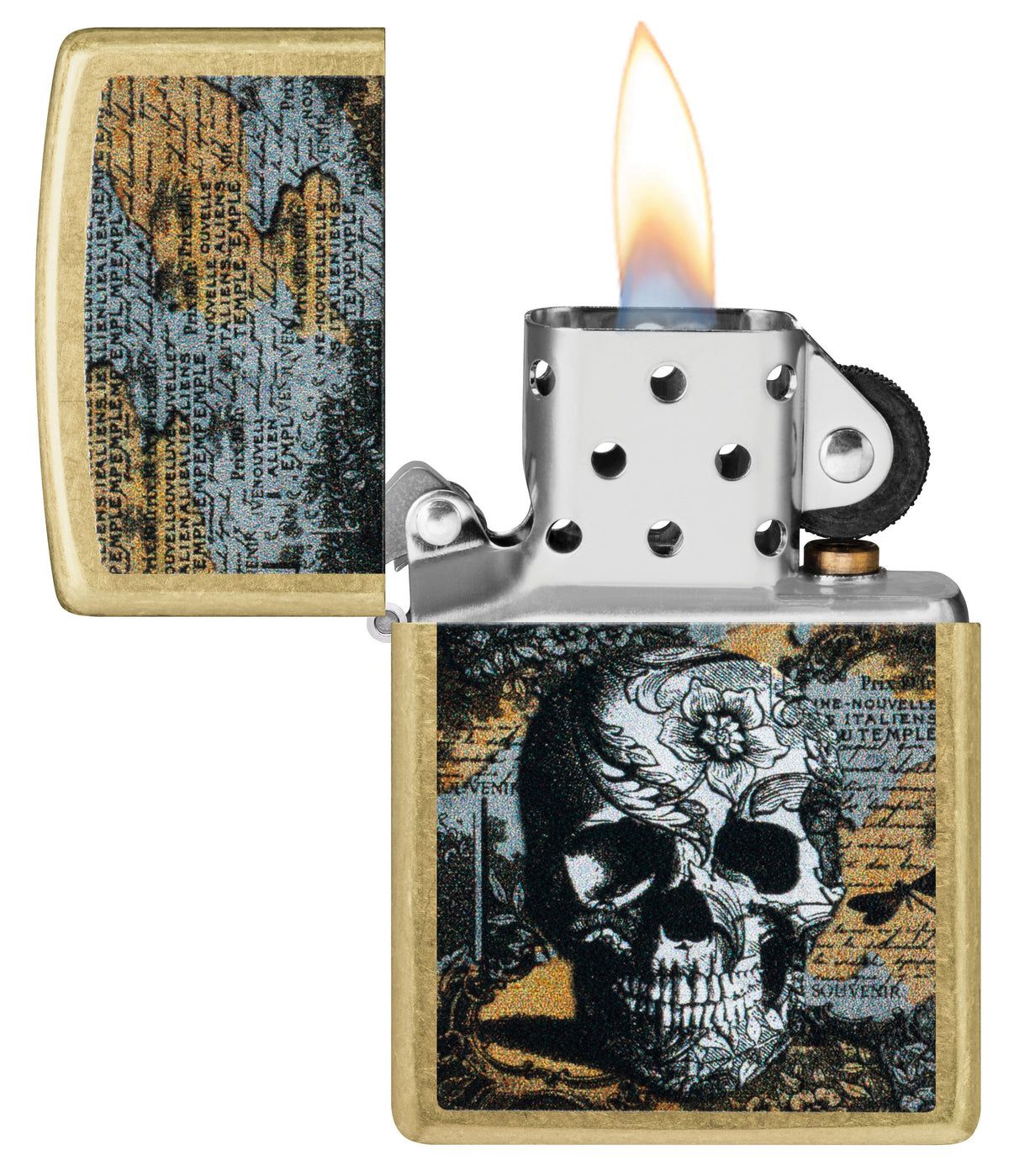 Engraved Skull Zippo Lighter Canada – Personalized Brass Map Design | Custom Engraved Lighters Toronto, Mississauga, Vancouver & Across Canada & USA